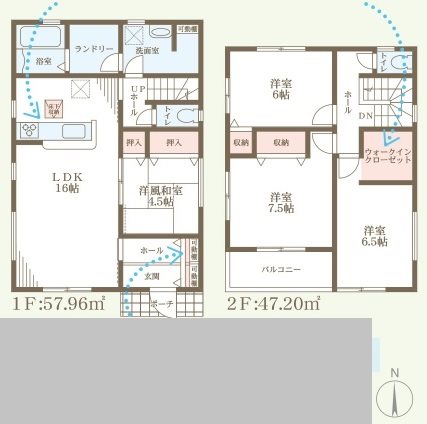 姫路市広畑区小松町2期　全2邸　2号棟   間取り図