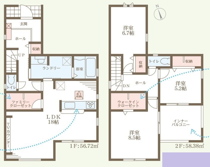 姫路市広畑区則直3期　全1邸　1号棟 間取り図