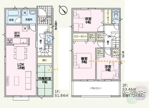 加古川市加古川町友沢第6　全2邸　2号棟    間取り図