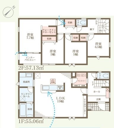 加東市下滝野6期　全2邸 　1号棟    間取り図