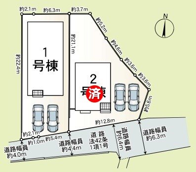 西脇市上野第3　全2邸　1号棟 区画図