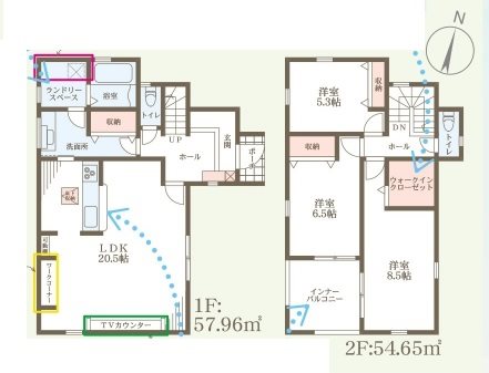 たつの市龍野町中村7期　全4邸　1号棟 間取り図