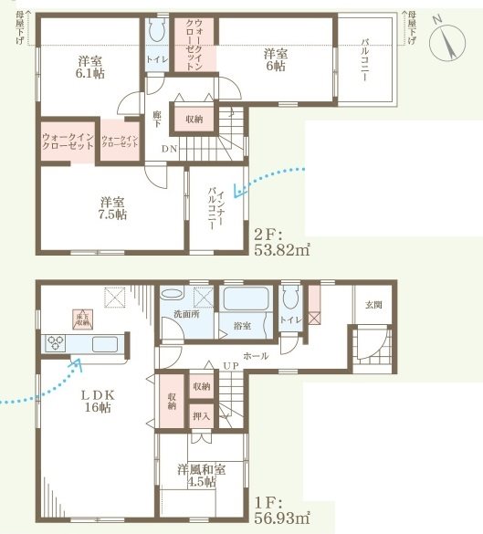 姫路市広畑区則直4期　全1邸　1号棟  間取り図