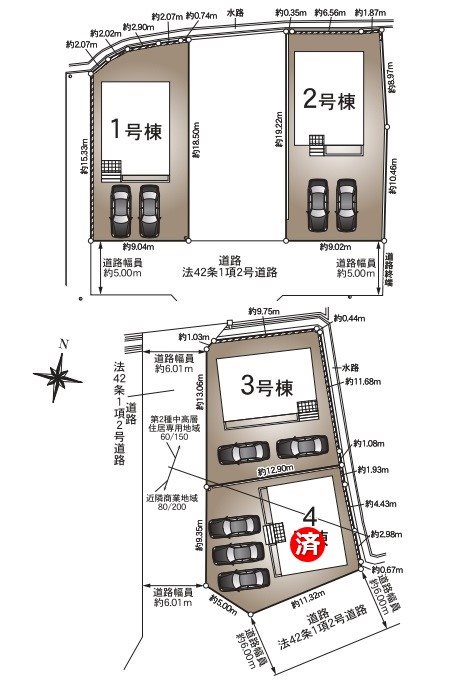 神崎郡福崎町福崎新第3　全4邸 　1号棟  区画図