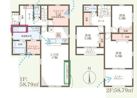 高砂市阿弥陀町北池2期　全2邸　1号棟    間取図・土地図