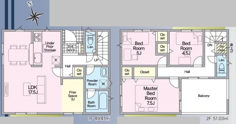 姫路市苫編第2　全2邸　1号棟 間取り図