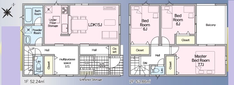 赤穂市砂子第5　全2邸　1号棟 間取図・土地図