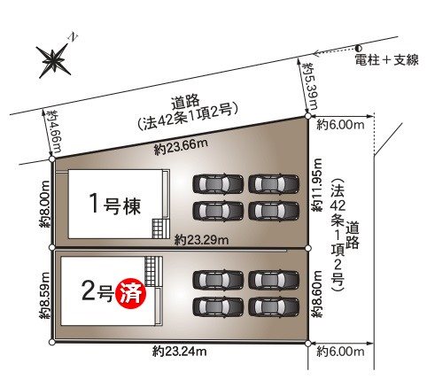 赤穂市砂子第5　全2邸　1号棟 区画図