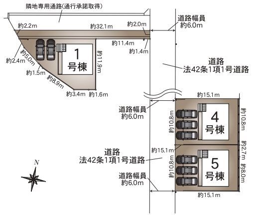 たつの市龍野町末政第2　全3邸　1号棟  区画図