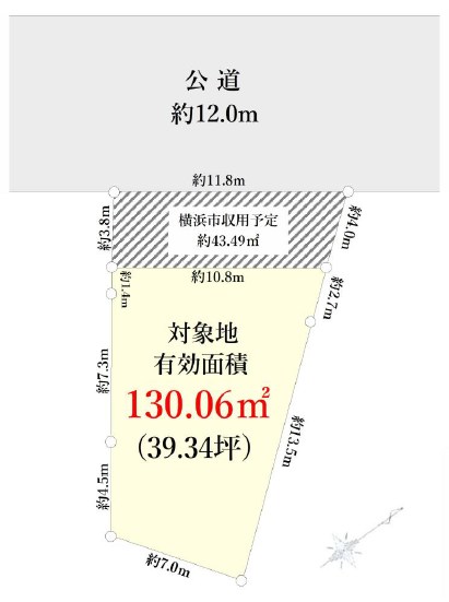 横浜市港北区綱島東２丁目　売地　1区画  間取図・土地図