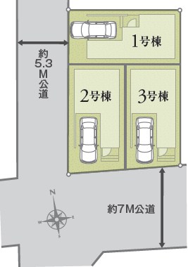 大田区西糀谷２丁目　新築戸建　2号棟  全体区画図