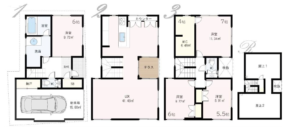 文京区目白台１丁目　中古戸建　限定1棟 間取図・土地図