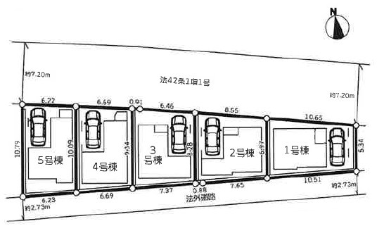 川崎市宮前区南野川２丁目　新築戸建　5号棟 全体区画図