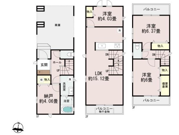 川崎市中原区上平間　新築戸建　A号棟 間取図・土地図