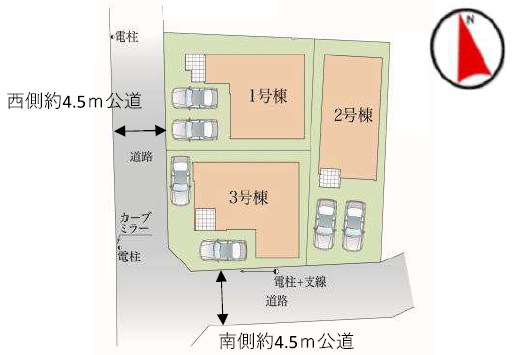 調布市緑ケ丘１丁目　新築戸建　3号棟 全体区画図