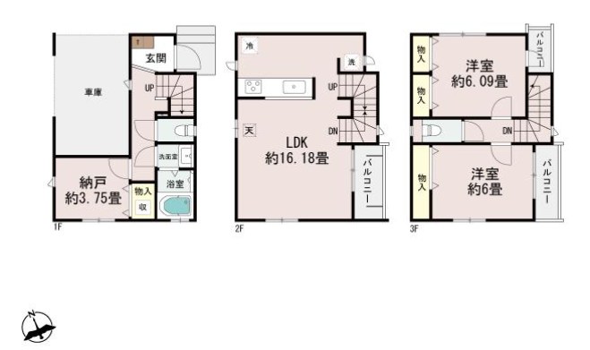 川崎市幸区古川町　新築戸建　B号棟  間取図・土地図