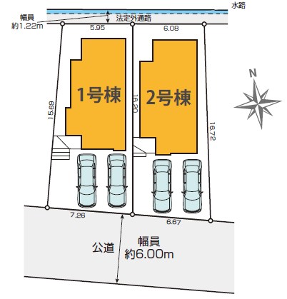 調布市深大寺東町４丁目　新築戸建　2号棟 全体区画図