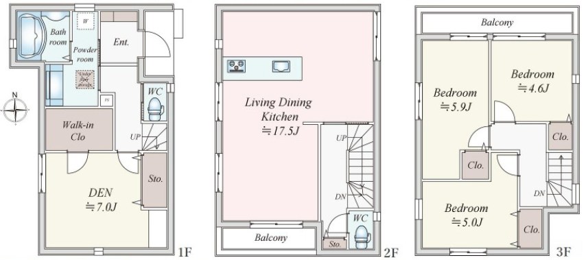 川崎市宮前区馬絹４丁目　新築戸建　2号棟 間取図・土地図