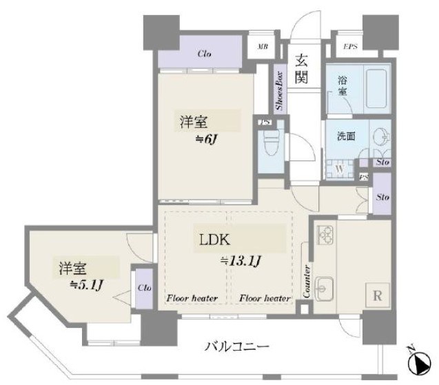 ヴィルブーブタワー駒沢 間取図・土地図