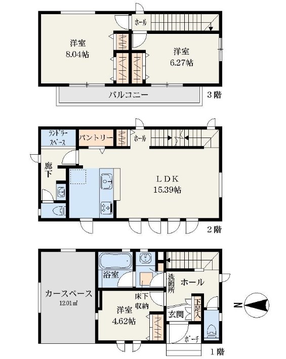 川崎市幸区小倉５丁目　新築戸建　2号棟 間取図・土地図
