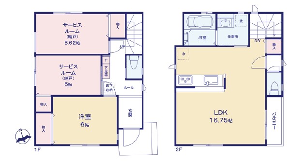 世田谷区梅丘２丁目　新築戸建　1号棟 間取図・土地図