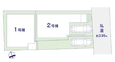 世田谷区梅丘２丁目　新築戸建　1号棟 全体区画図