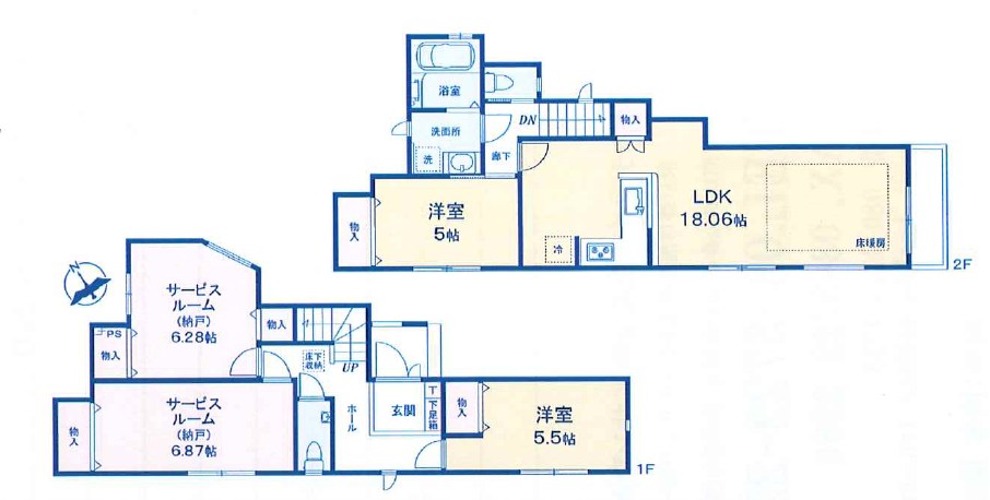 川崎市宮前区馬絹１丁目　新築戸建　1号棟 間取図・土地図