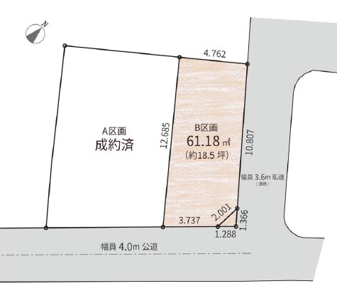 豊島区雑司が谷１丁目　売地　最終B区画 間取図・土地図