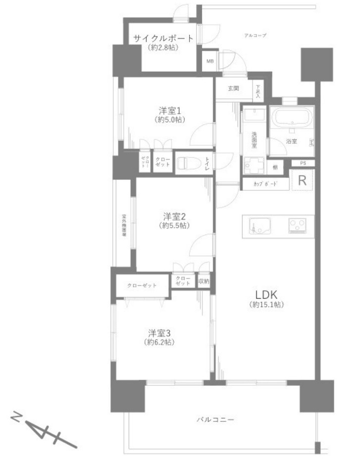 グランイーグルパークサイド大森南 間取図・土地図