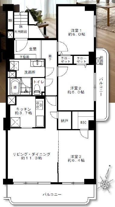 上用賀スカイマンション 間取図・土地図