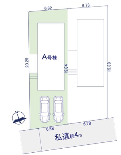 世田谷区成城７丁目　新築戸建　A号棟 全体区画図