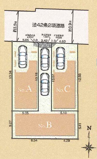 中野区沼袋２丁目　新築戸建　A号棟  全体区画図
