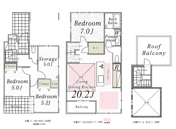 杉並区荻窪２丁目　新築戸建　B棟  間取図・土地図