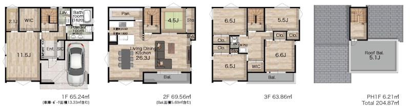 渋谷区代々木２丁目　売地　限定1区画 建物プラン例（間取り図）