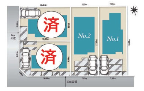 世田谷区喜多見１丁目　新築戸建　1号棟 全体区画図