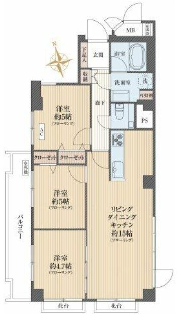 三井馬事公苑南ハイツ 間取図・土地図