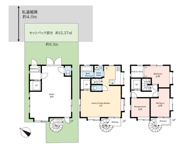 品川区荏原６丁目　中古戸建　限定1棟 間取図・土地図
