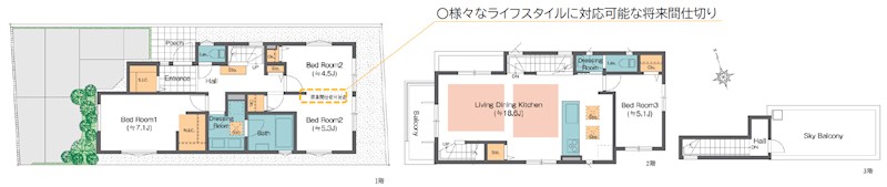 杉並区宮前５丁目　新築戸建　2号棟  間取図・土地図