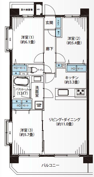 クレッセント二子多摩川Ⅱ 間取図・土地図