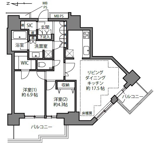 ルネッサンスタワー上野池之端 間取図・土地図