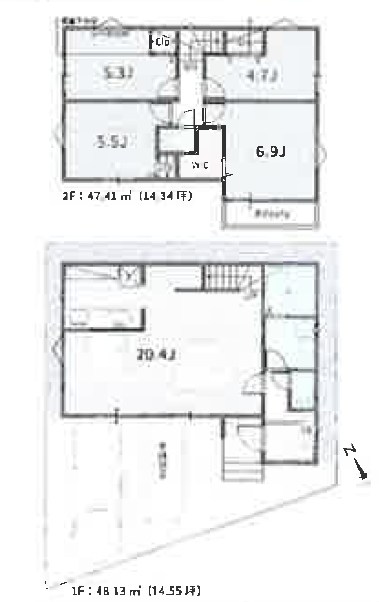 杉並区宮前２丁目　売地　2区画  建物プラン例（間取り図）
