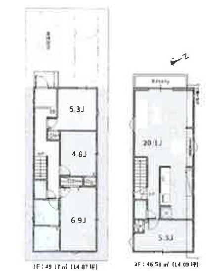 杉並区宮前２丁目　売地　3区画   建物プラン例（間取り図）