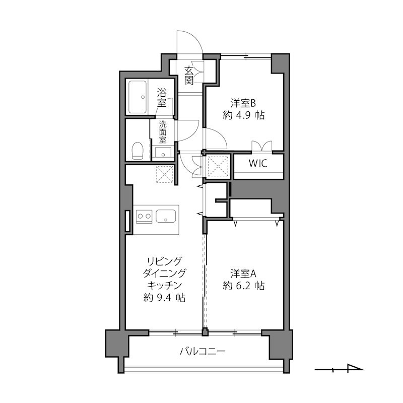 日商岩井方南町マンション 間取図・土地図