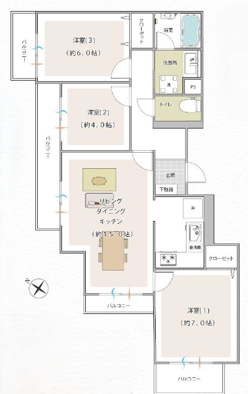 ヒルトップ菊名Ｂ棟 間取図・土地図