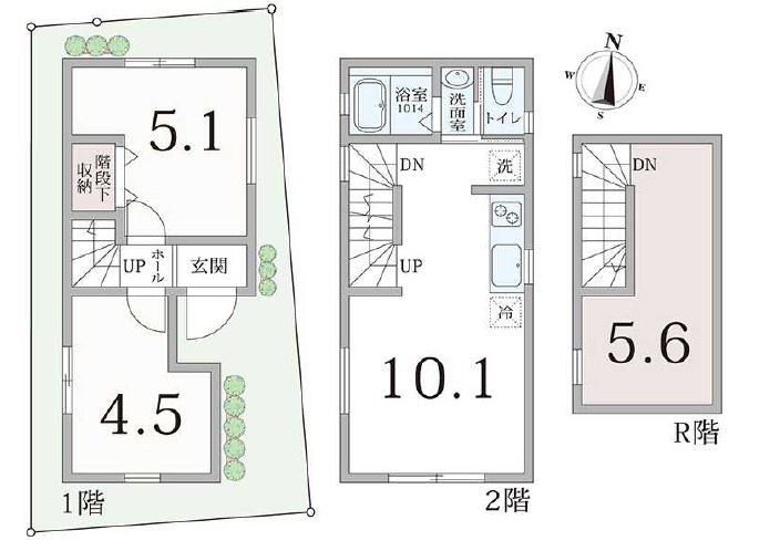 世田谷区八幡山２丁目　新築戸建　最終B棟 間取図・土地図