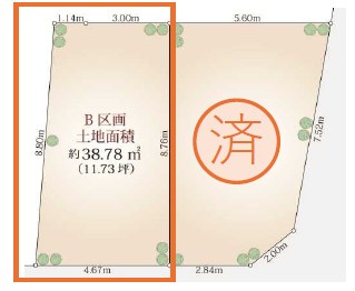 世田谷区八幡山２丁目　新築戸建　最終B棟 全体区画図