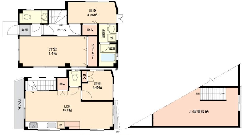 中野区江原町１丁目　中古戸建　限定1棟 間取図・土地図