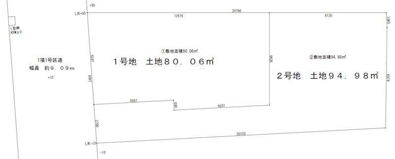 中野区若宮１丁目　売地　1号地 間取図・土地図
