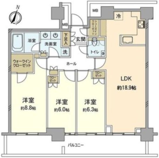 リエトコート武蔵小杉ザ・クラッシィタワー 間取図・土地図