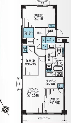 駒沢ガーデンハイツＡ棟 間取図・土地図